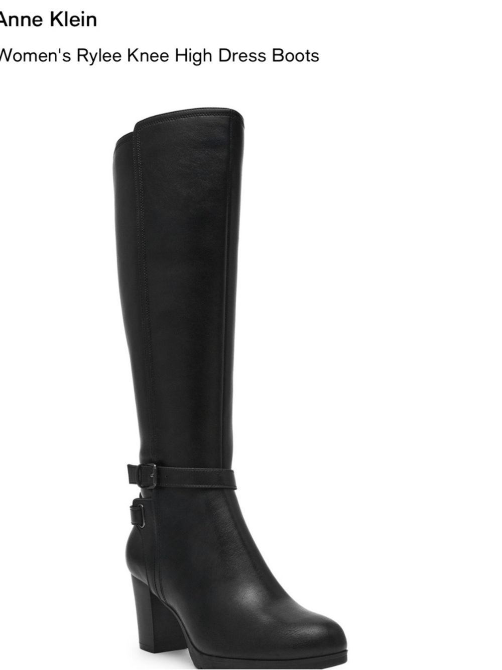 Anne Klein Black Over-the-Knee Dress Boots with Buckle Detail